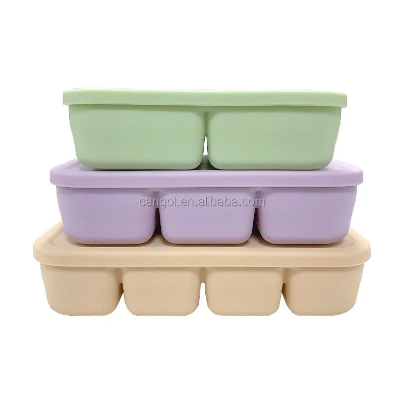 Silicone Snack Box Containers for Kids Reusable Snack Food Storage Container Divided Meal Containers for School Work Travel