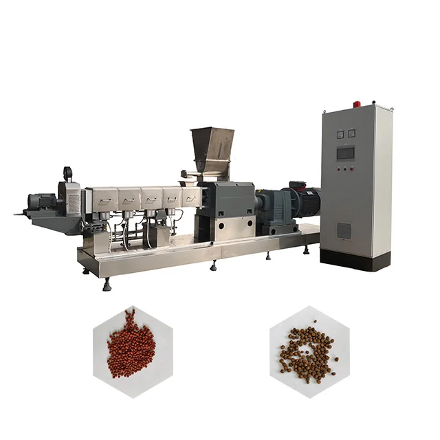 Floating Fish Feed Extrusion Machinery Twin Screw Animal Fish Food Pellet Make Extruder