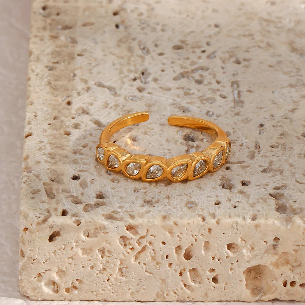 18k gold plated stainless steel ring water resistant gold jewelry