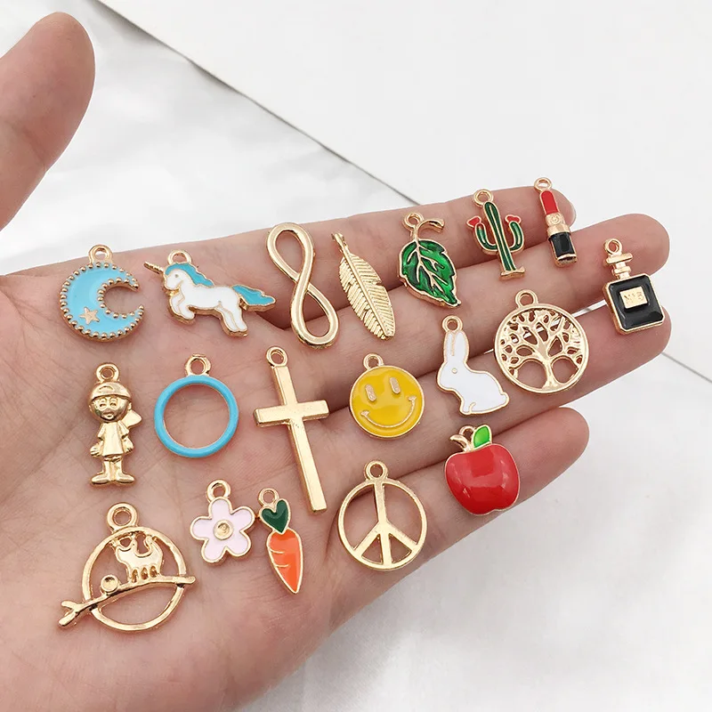 Mixed 150 KC gold dripping diy handmade jewelry accessories earrings bracelet necklace Alloy pendant Enamel Charm