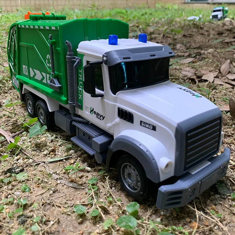 1/12 Sanitary car with Trash Bin RC Garbage Truck Toys Eco-car Toy Set Lights sound Rechargeable