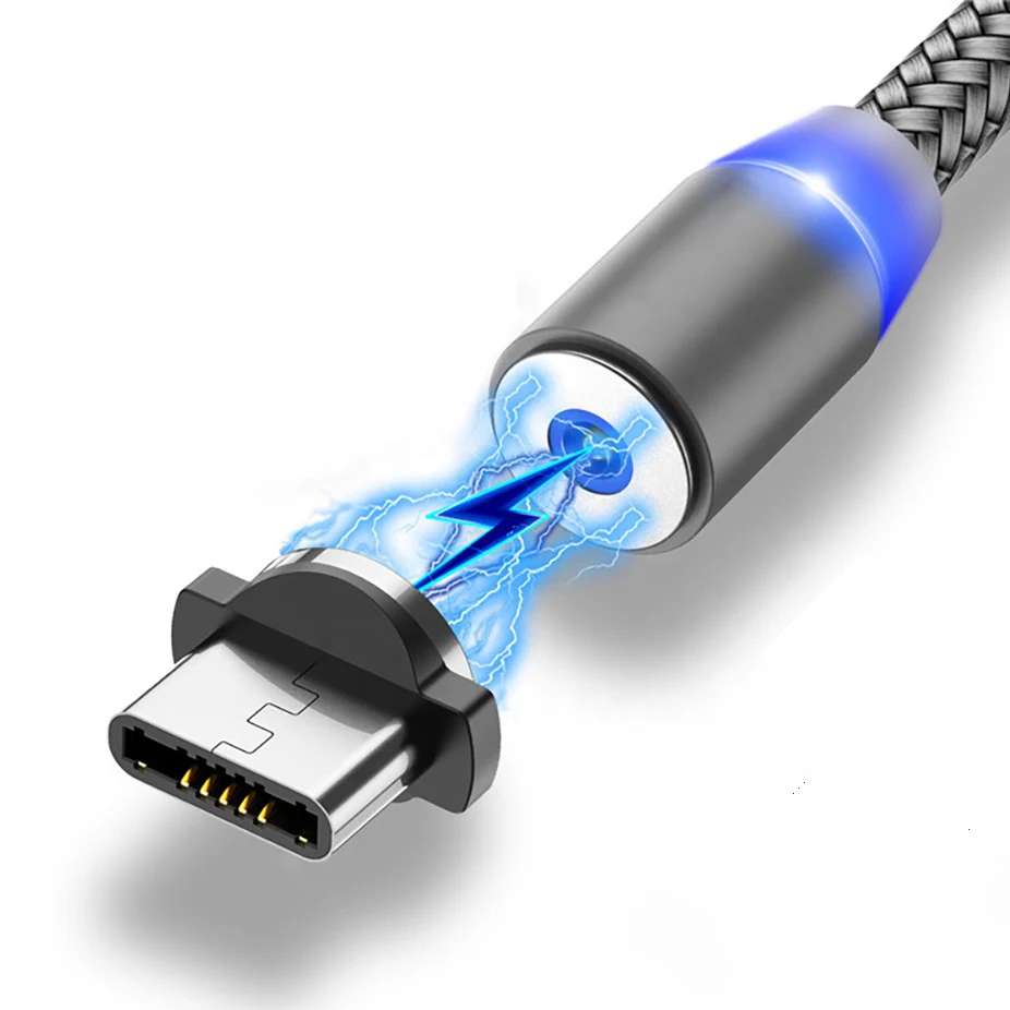Оптовая продажа на складе 1 м 2 Магнитный кабель для мобильного телефона ios Micro USB Type C магнитное зарядное устройство 3 в