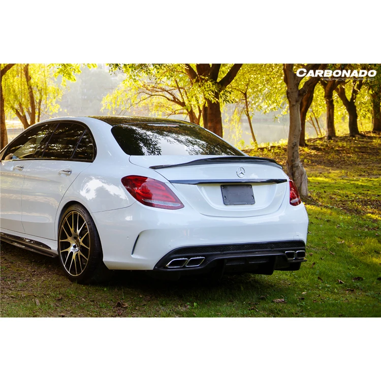 Carbonado SM Style Carbon Fiber Trunk Spoiler wing fit Mercedes W205 C63 AMG C180 C200 Sedan