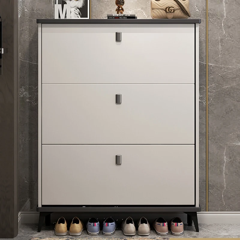 Corridor ultra-thin shoe cabinet 3 flap drawer for dustproof shoe cabinet