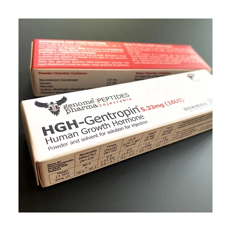 Box samples genome pharma peptides packing HGH-Gentropin hormone powder and solvent paper box