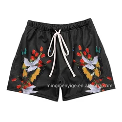 OEM Custom Logo Men Double Layer Gym Mesh Graphic Sweat Gym Mesh Fashion Sublimation Powerlifting Shorts