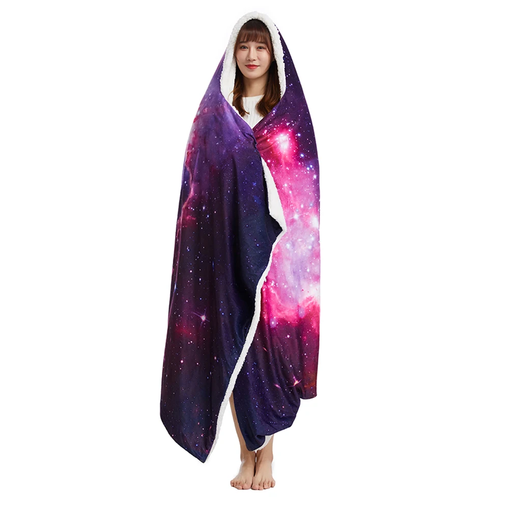 Dropshipping Supplier Soft Blanket Fleece And Sherpa Cozy Custom 3D Printed Wearable Blanket With Hood