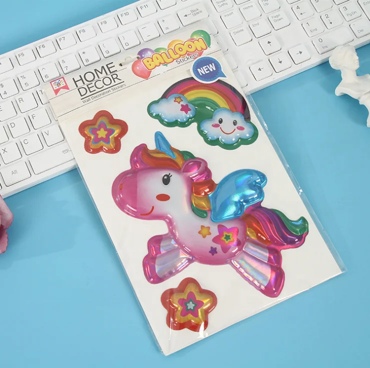 
Custom Full Color Printing Decorative Cartoon 3D Cute Embossed Eva Foam Puffy Dome Epoxy Sticker For Kids 