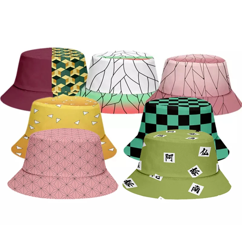 Hot 12 style Demon and Slayer's Blade Anime Peripheral Hat Cosplay Fisherman Hat Children and Adult Sunshade fashion