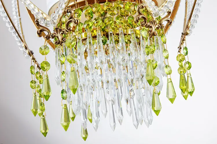 green antique elegant  luxury quality decorative copper crystal chandelier pendant lamp lighting with lantern lights
