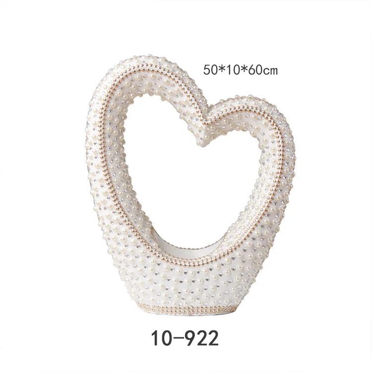 decorative modern silver white crystal glass vase home decor heart shape flower mirrored vase