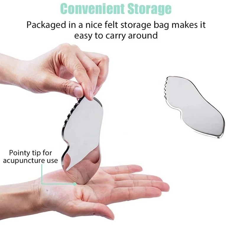 2023 Hot Selling Guasha Scrap Skin Body Massage Tool Mini Metal Stainless Steel Gua Sha