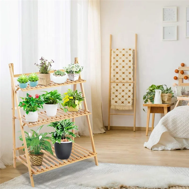 China factory  wholesale  bamboo wooden hanging plant stand rack indoor