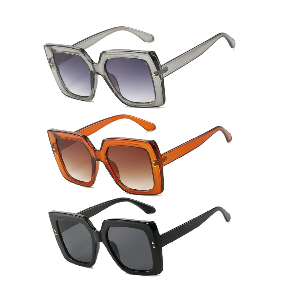 Retro Shades Luxury Big Sun Glasses Square Oversized Sunglasses for Women Men Fashion Flat Top Big Black Frame Sunglass