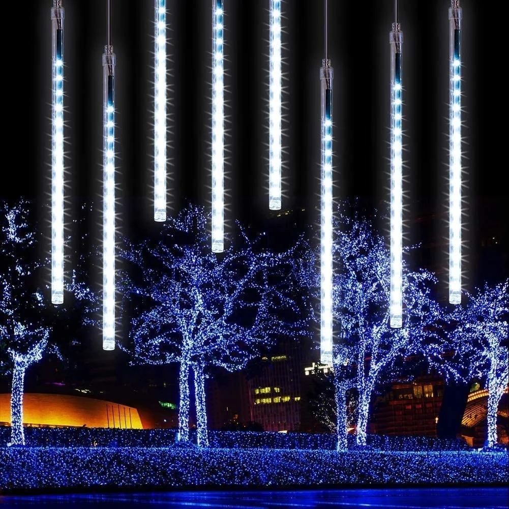 
Xmas 2020 Falling Rain Lights 11.8 inch 8 Tube 224 LEDs, Meteor Shower Lights Waterproof Icicle Snow Fall String 