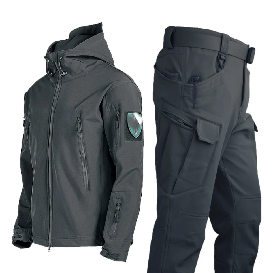 DFS0226  Winter warm windproof waterproof thermal locking temperature keeping  SOFTSHELL suits jacket and pants