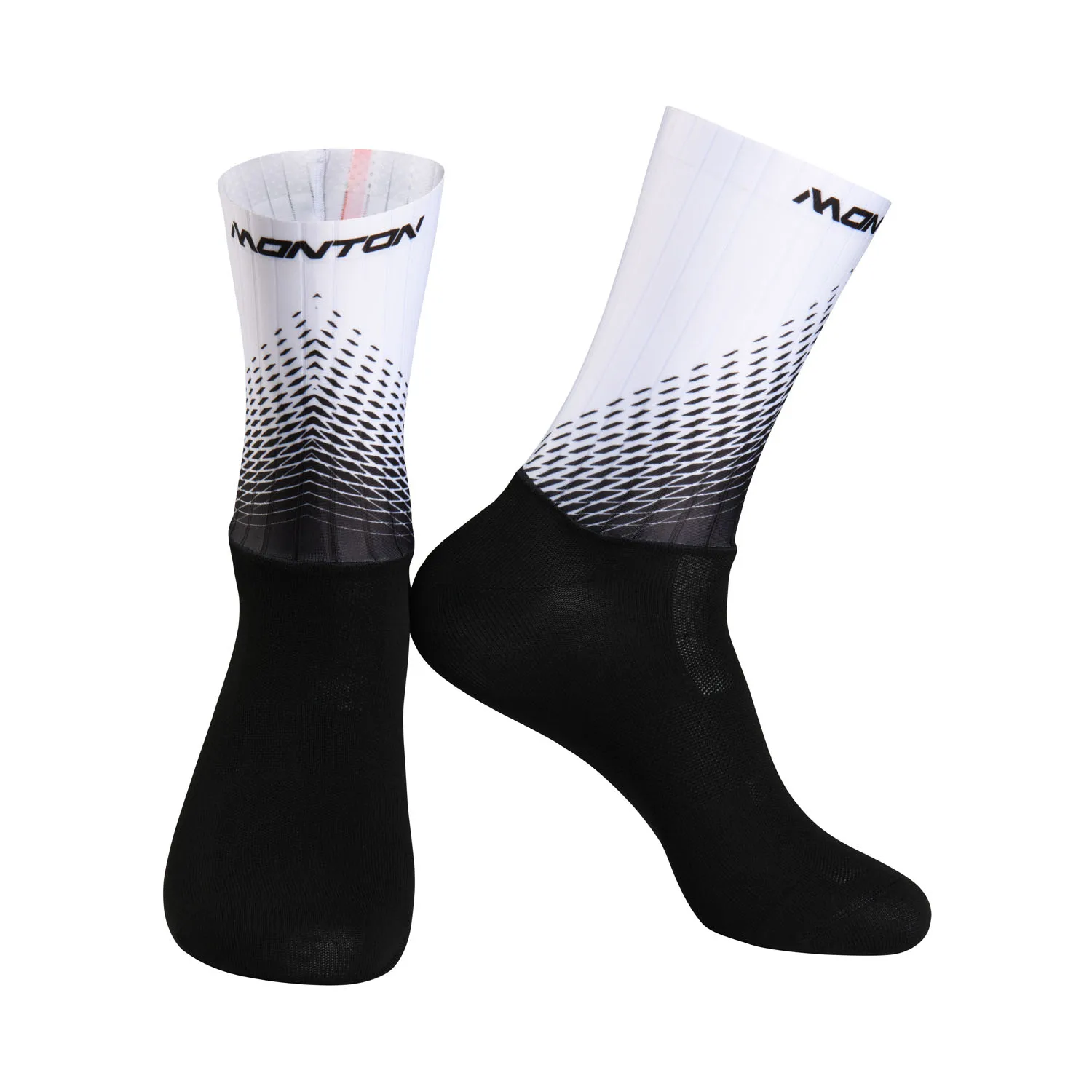MONTON Custom Aero grip Mid Calf Cycling Socks Mens Women Wholesale Sports Running Crew High Stretch Bike Socks