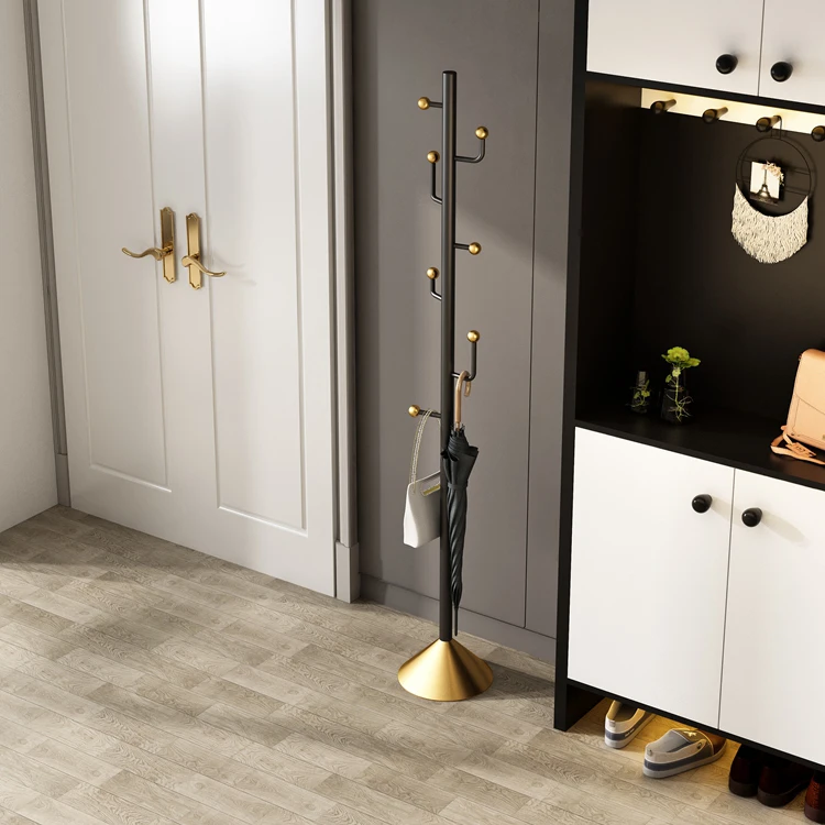 Heavy Duty  Nordic Metal  Wrought Iron Living Room Corner   Floor Stand Clothes Hanger Tree Coat Rack