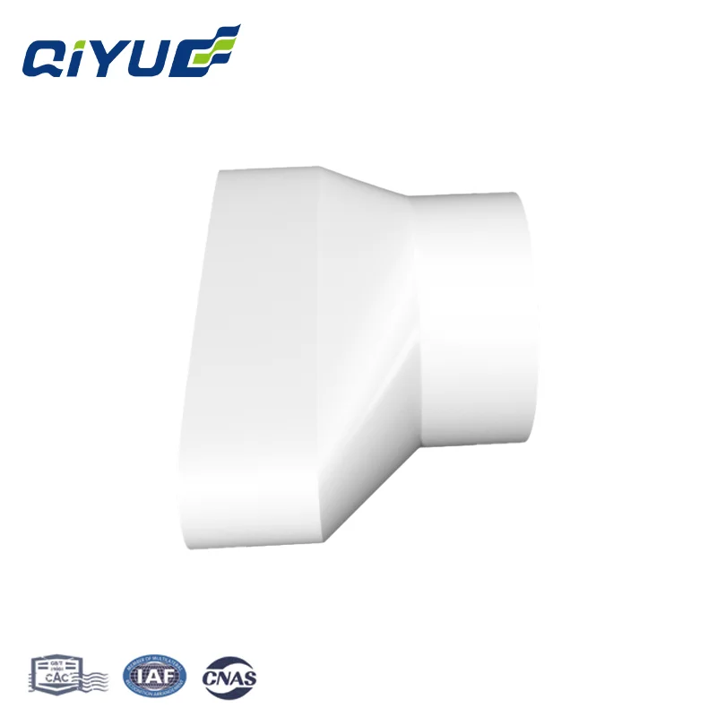 Qiyue High Quality  Manufacturing  White ABS 132mm*30mm-90mm Straight Through Square Rounding for Air Duct System