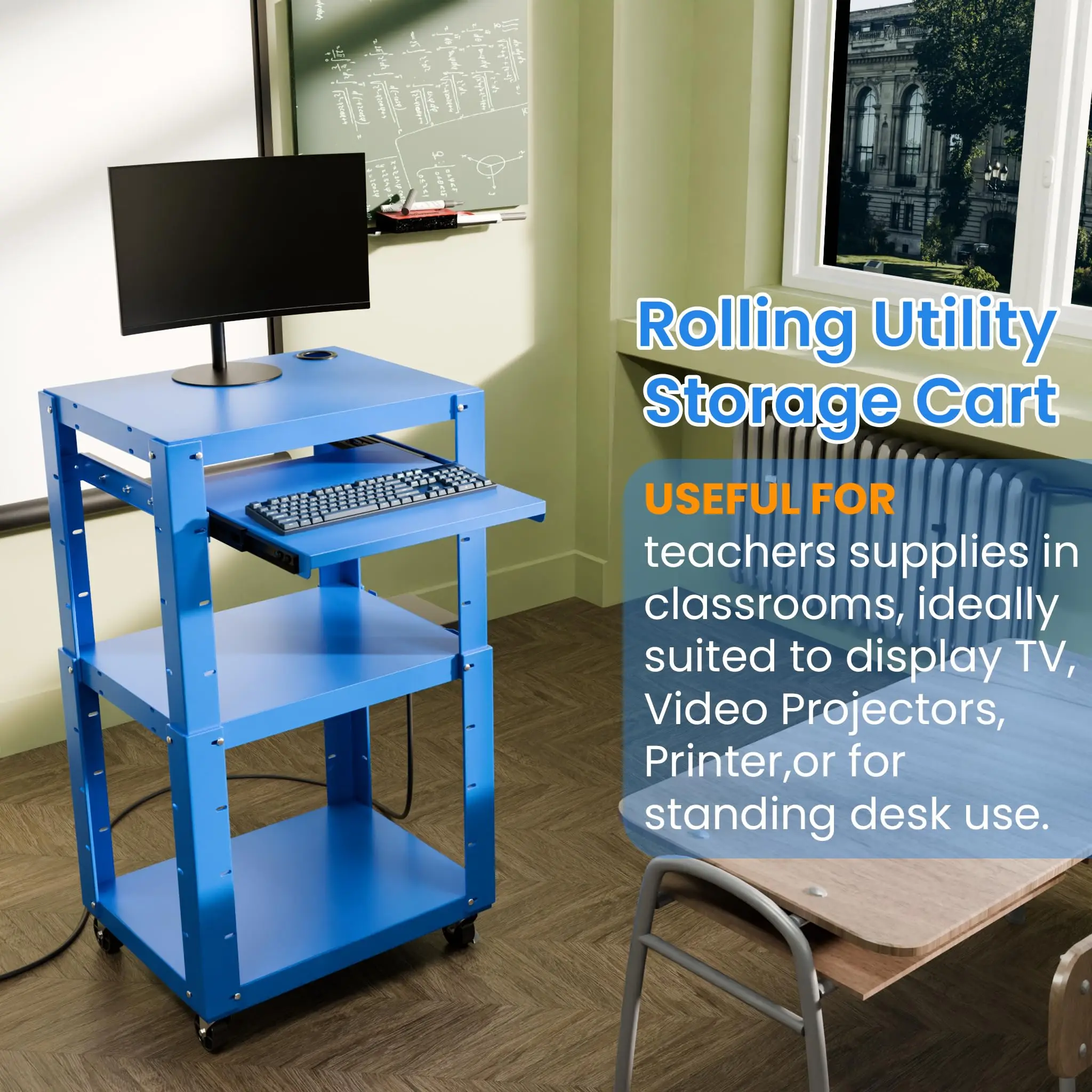Tool Cart Trolley ODM Multifunctional Easy to Install Matt Carbon Steel Rolling Tool Cart with Power Strip and Casters