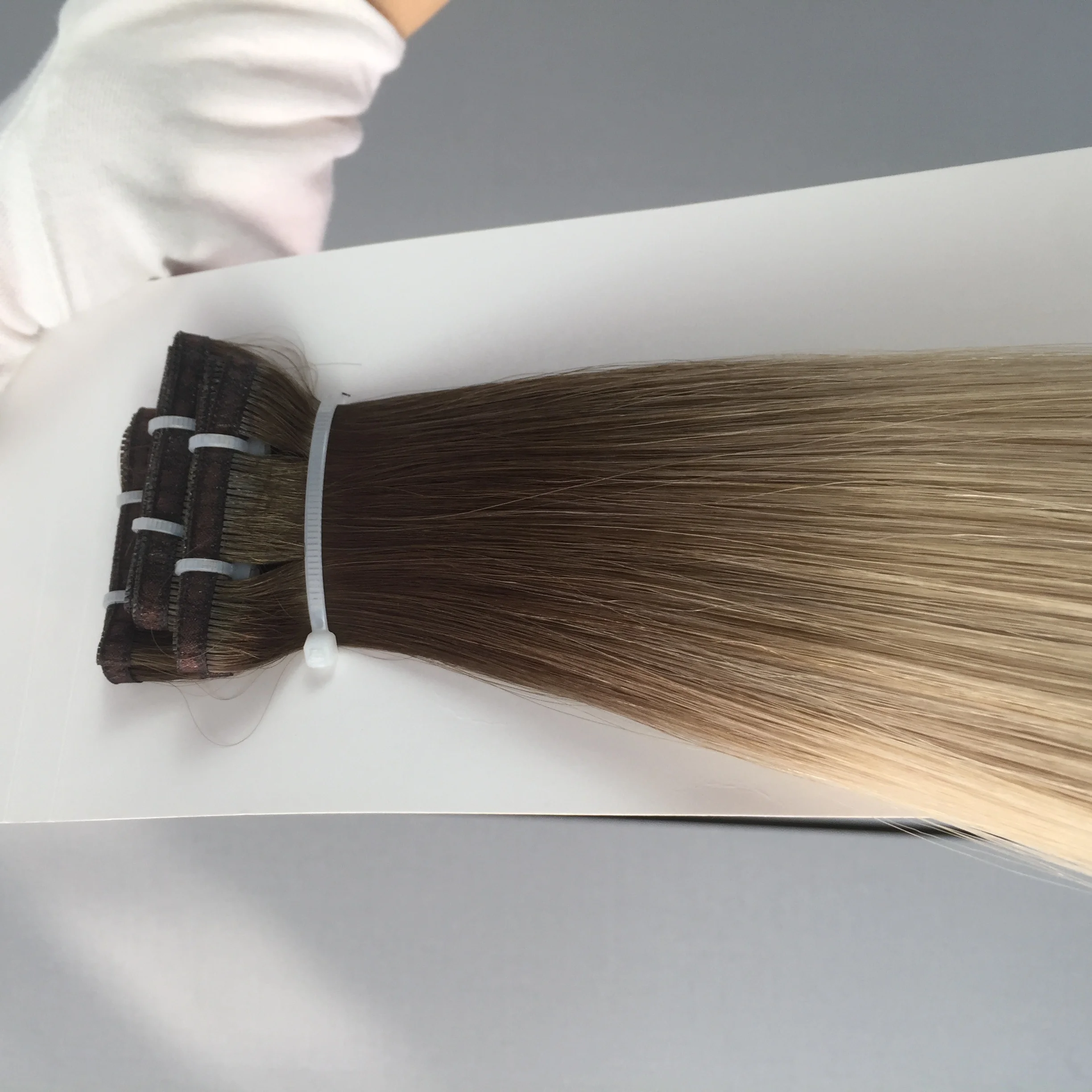 Высококачественные европейские прямые новые завязанные на руки волосы Remy плоские гениальный уток