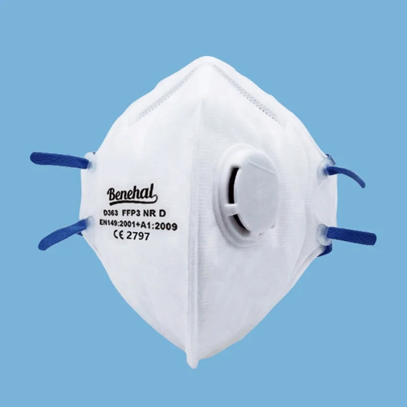 Hot Sale Benehal CE EN149 FFP3 NR-D Face Mask , Respirator Model D363 Valved Dust Mask Non-woven Fabric Folded