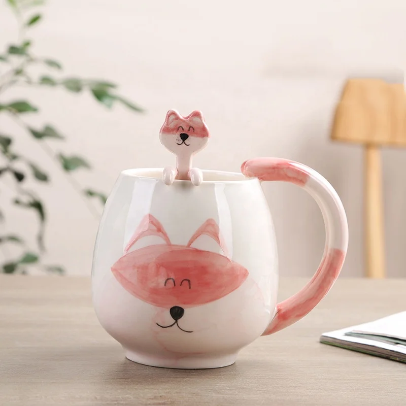 Cartoon 3D Animal Ceramic Coffee Mug Household Hand Painting Milk Tea Kids Water Ceramic Cup