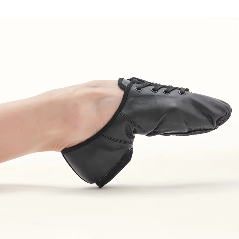 Оптовая продажа, черная кожаная обувь jazz со шнуровкой и разрезом