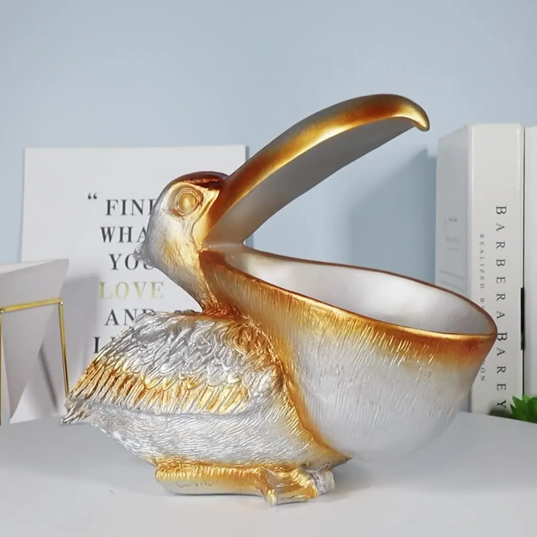 Creative Pelican Bird Custom Bird Animal Key Storage Box Jewelry Box Resin Craft Living Room Decor