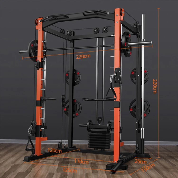 Factory Price Comprehensive Training Device Smith Machine Gantry Squat Rack Bench Press Pull-up Barrel Lift Free Squat Rack