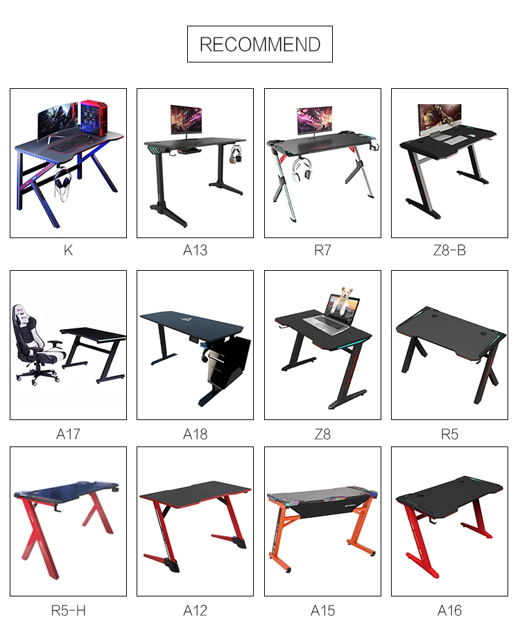  Color Box Packing New Design Metal Frame E-Sport RGB K Shape Gaming Table