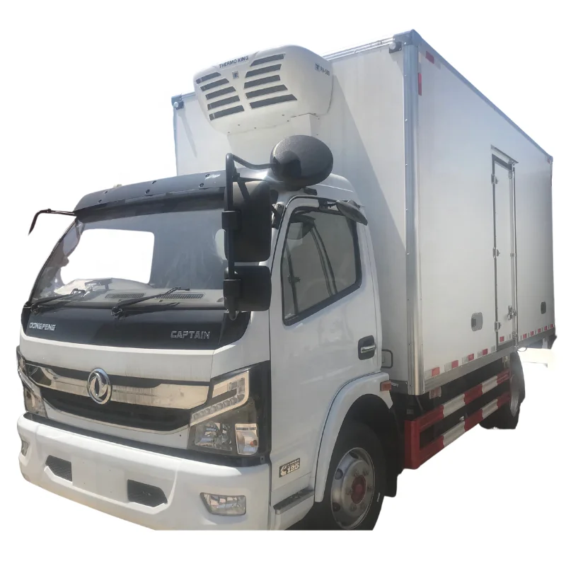 refined Chinamade 4Tons dongfeng reefer van box truck for Philippines Euro 4 diesel small new THERMO KING refrigerated truck