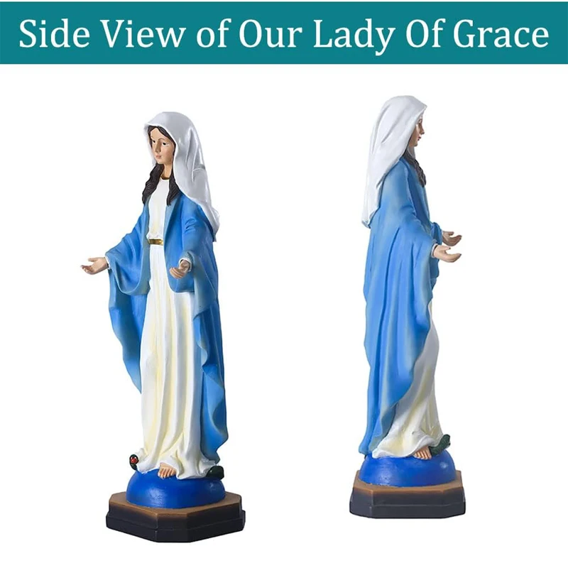 Resin Hand-Painted Virgin Mary Figure Religious Gift of Home Decor and Blessed Mother Statue