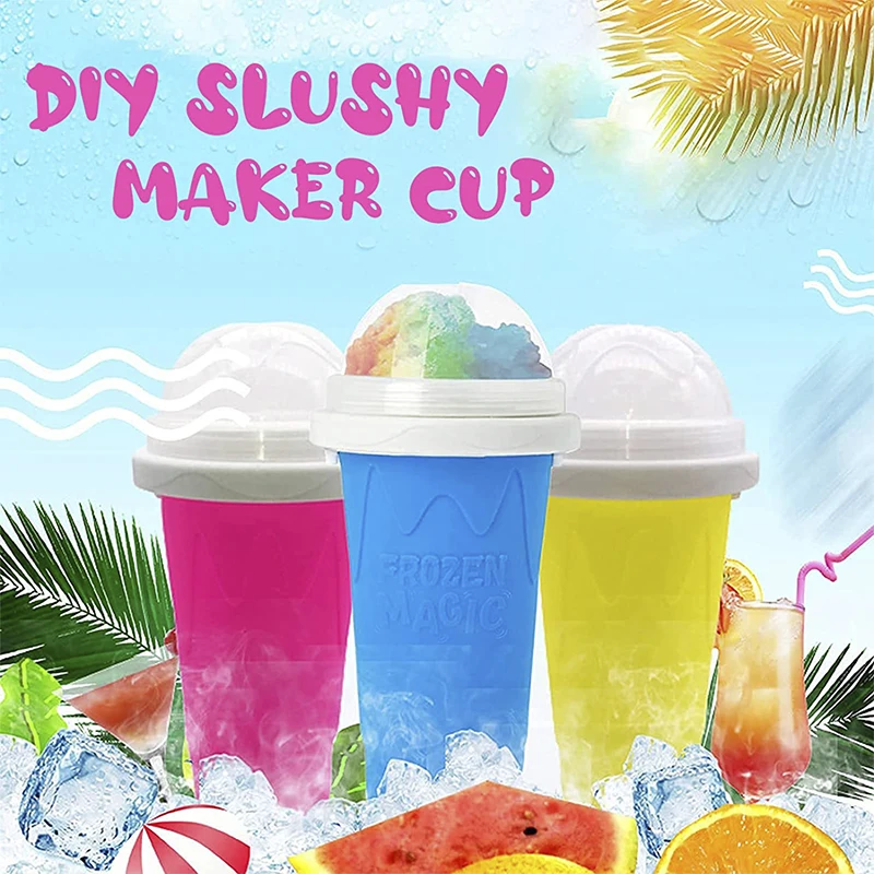 Wholesale Silicone Slushie Maker Cup Double Layer Squeeze Slushy Maker Ice Cream Quick Frozen Smoothies Cup