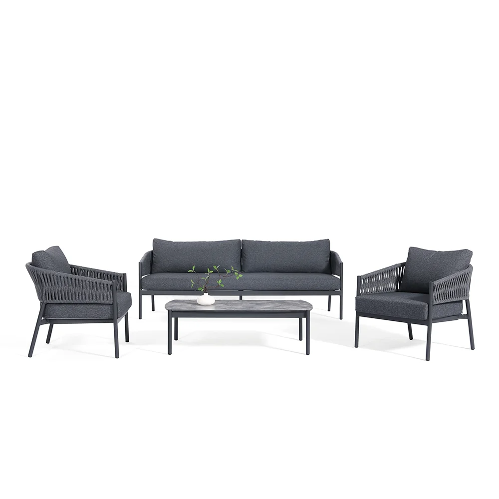 Chinese Manufacturer Support Customization Modern Waterproof Aluminum Frame Outdoor Garden Rope Sofa Set