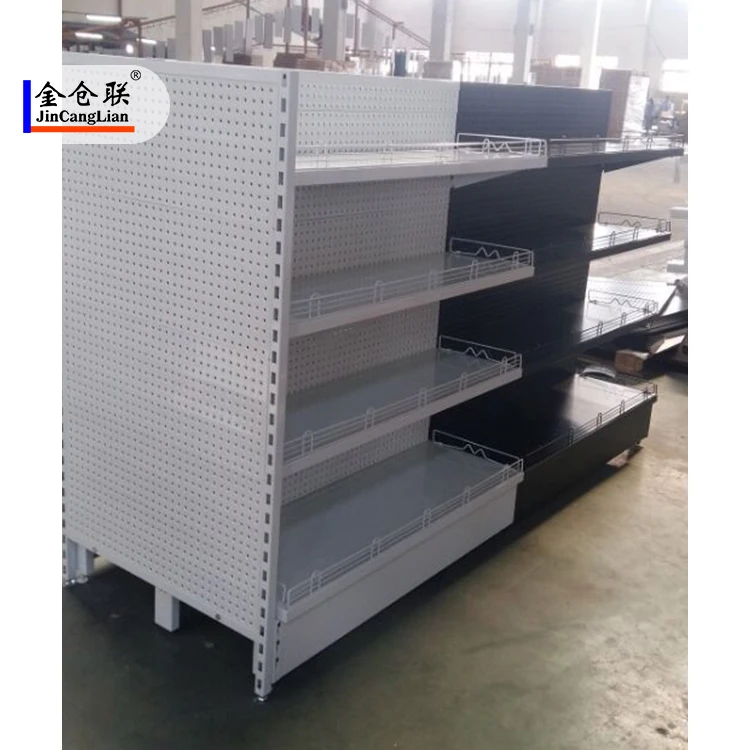 Grocery Store Gondola Shelving Led Lights Black Steel Supermarkets Shelves