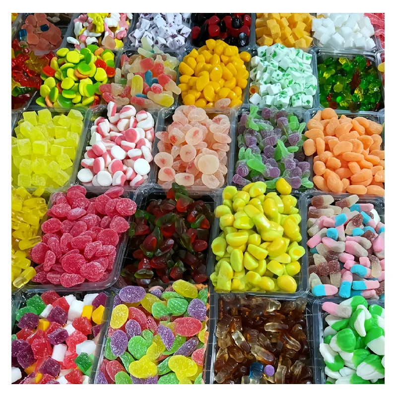 bulk wholesale various shapes granulated sugar rubber candy sour dulces gummy candy