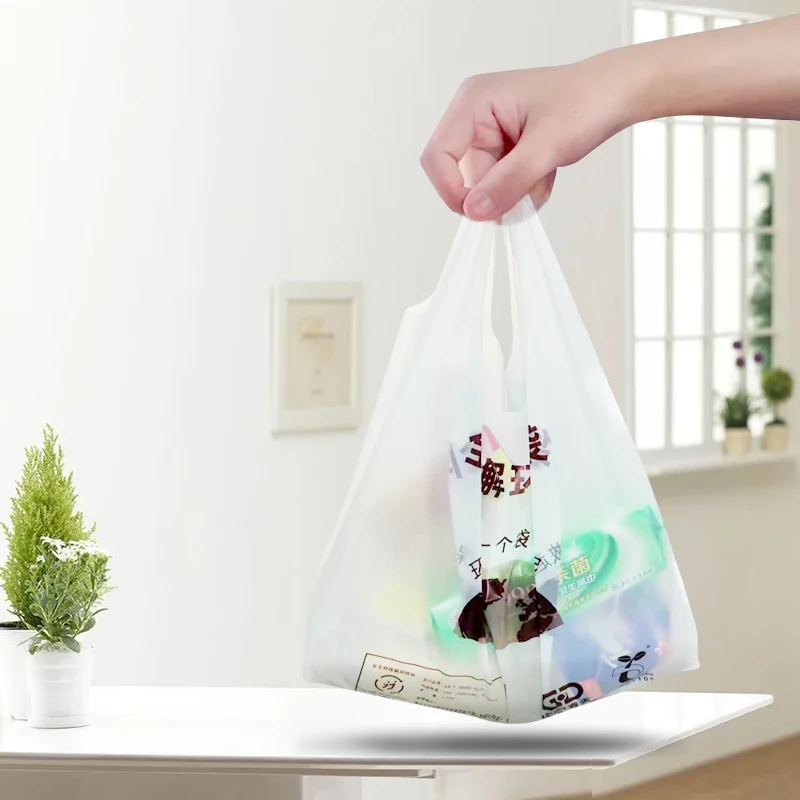 Wholesale 100% biodegradable compostable plastic takeout grocery shopping tshirt packaging pla poly bag in stock