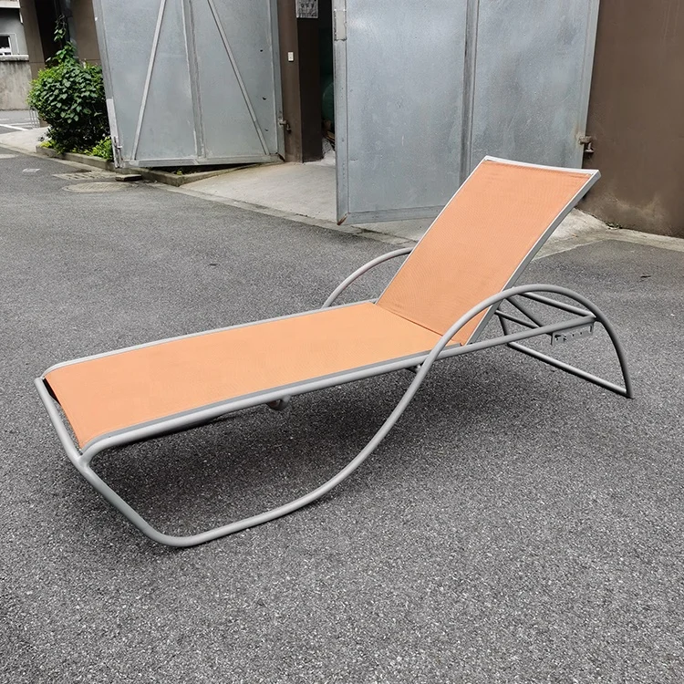 
Outdoor patio aluminum adjustable sling commercial hospitality resort chaise lounge 