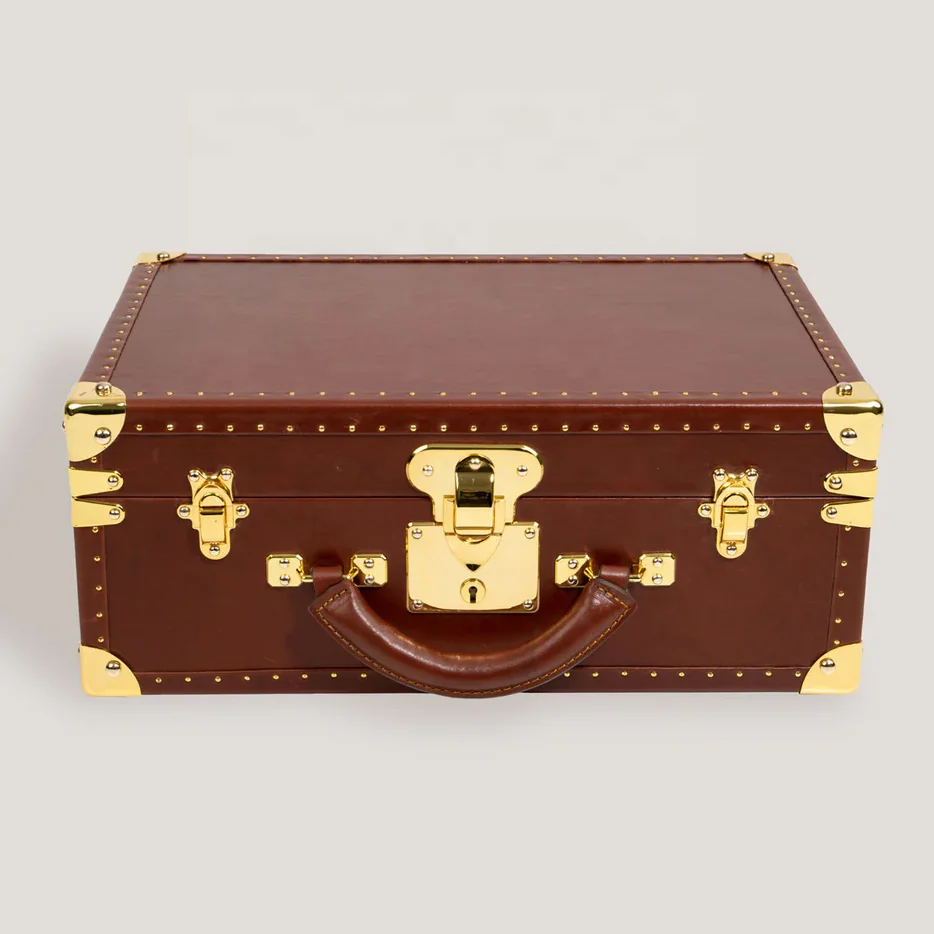 Customized Vintage Suitcase Royal Watch Case Retro Leather Case for Painting Arts and Jewelry