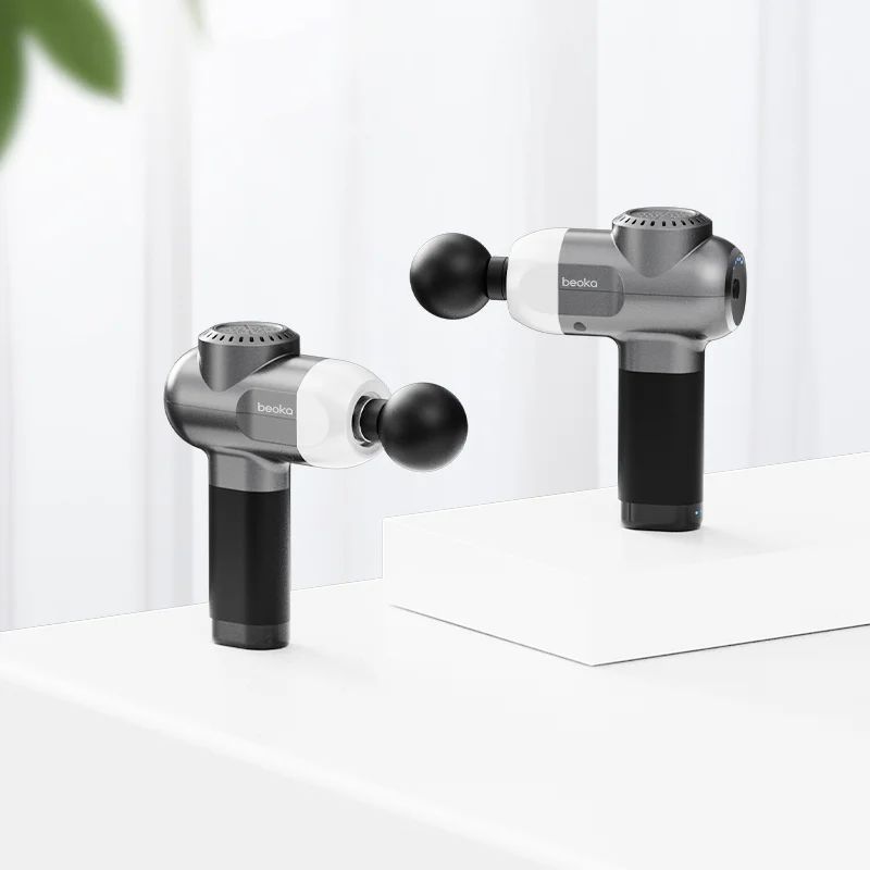 Beoka 2024 best selling portable usb body electric deep tissue muscle massage gun handle portable fascia gun with heat