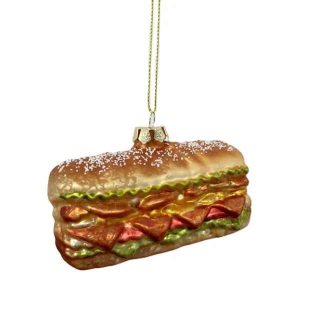 Personalized Designs Christmas Glass Blown Ornaments Cute Hand Made Figurines Tree Decoration Burger Fries ornament