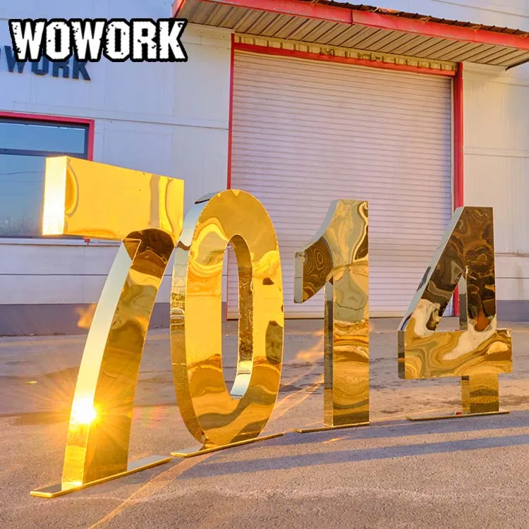 2024 WOWORK 2ft big 3D solid silver gold mirror SST numbers letters for wedding birthday event decoration