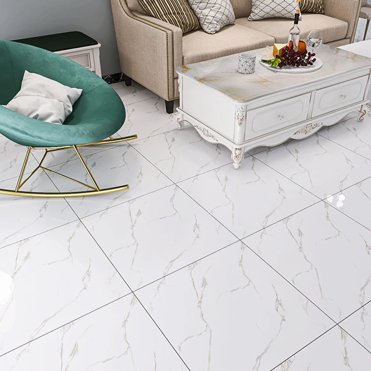 Wholesale Price Marble Look White Porcelanto Tiles For Living Room Polished Glazed Porcelain Ceramic Floor Tiles 600x600