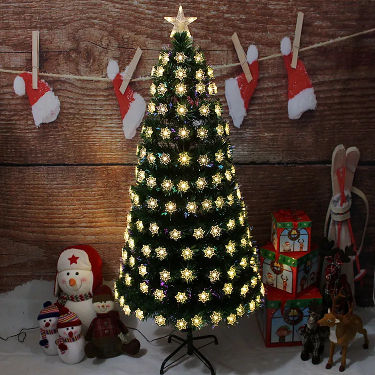 Wholesale 2022 new Xmas ornaments PVC green fiber-optic christmas tree with led star