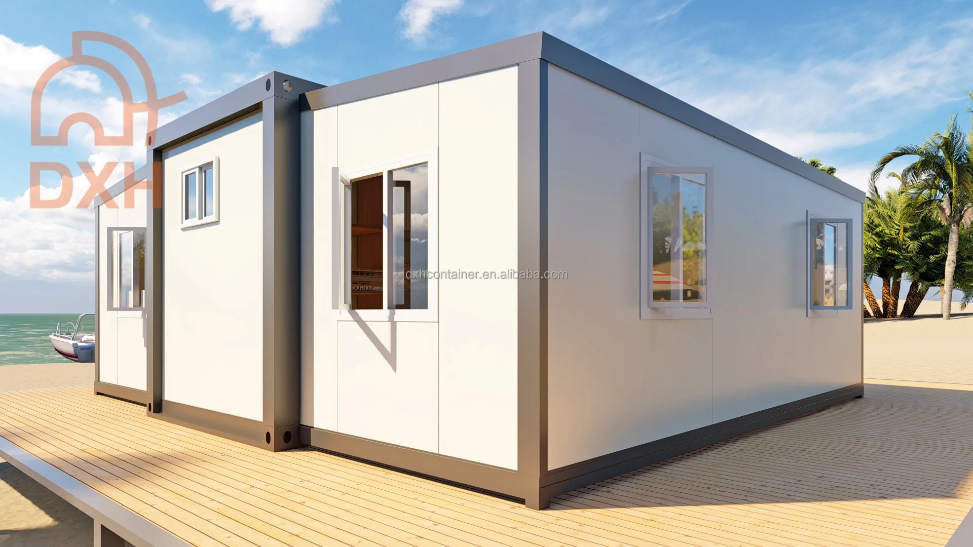 DXH factory OEM ODM customized durable tiny villa 10ft 20ft 30ft 40ft seaside prefab  expandable container house tiny villa