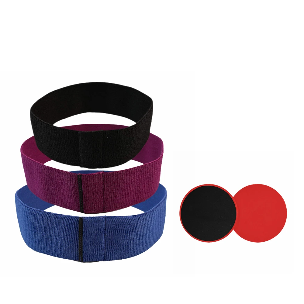 Timecreate Fitness Band Exercise Booty Band Gliding discs Mini Mesh bag Hip Resistance Band Set