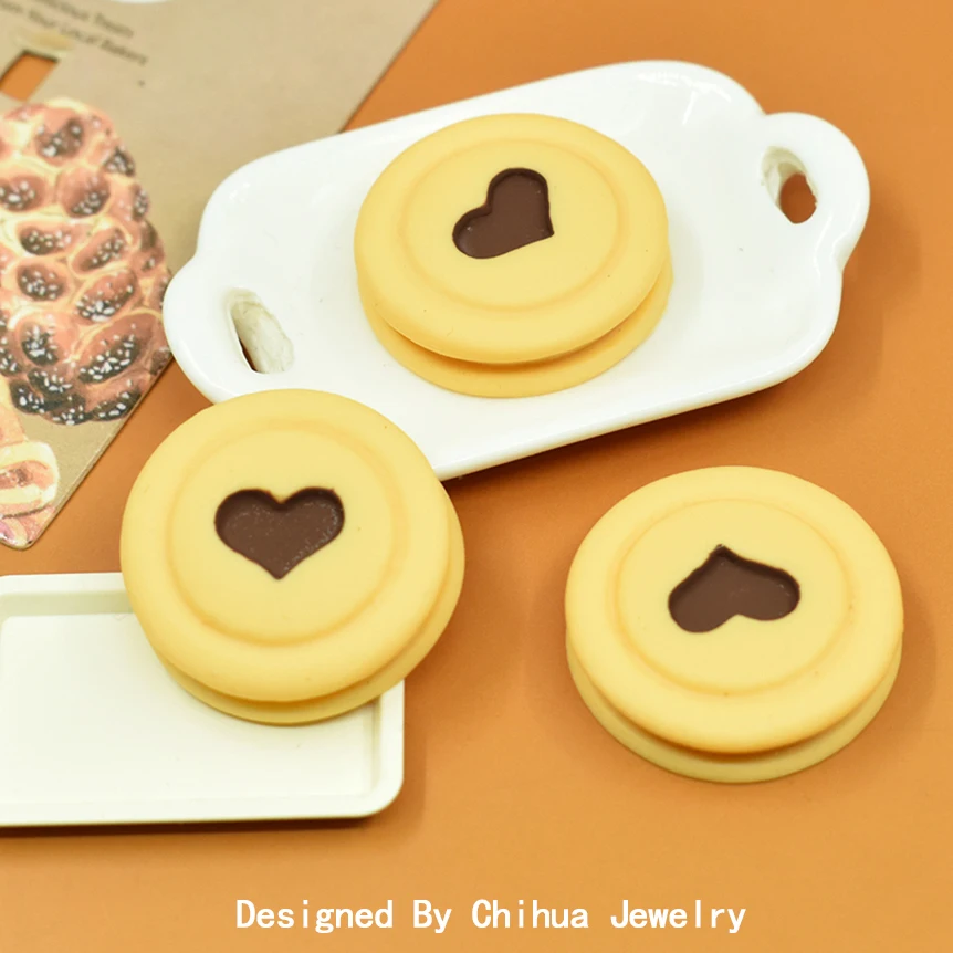 Simulation Cookies Resin Flatback Cabochon For DIY Scrapbook Hairpin Accessories Doll House Miniature Food Toy