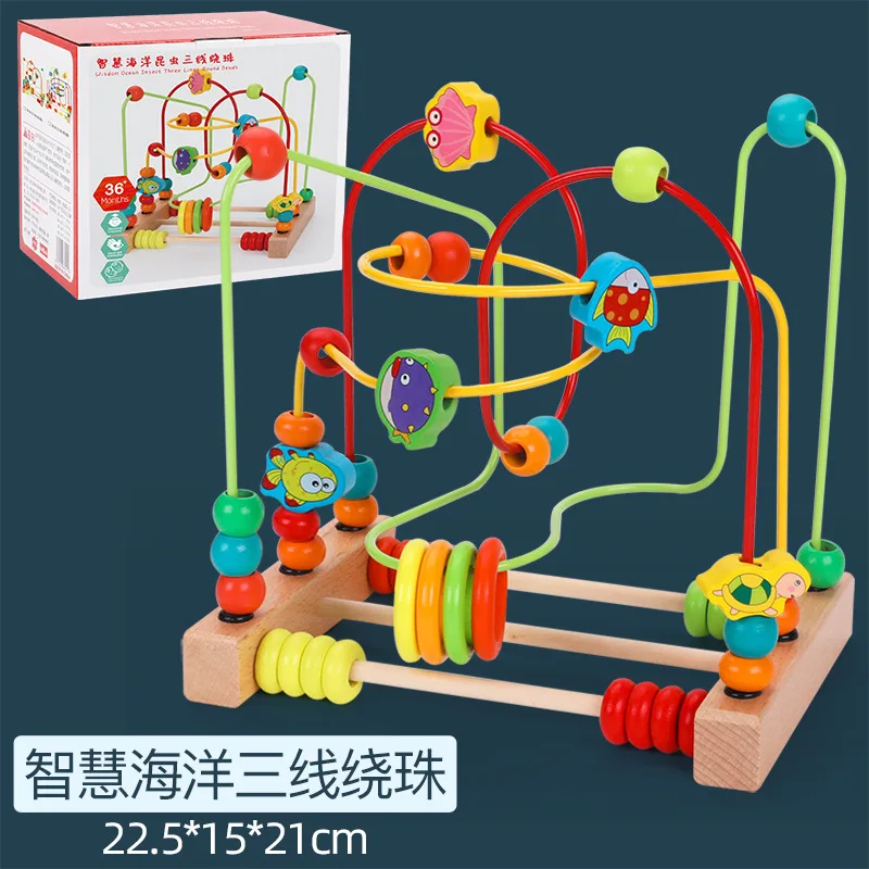 Wholesale Wooden Forest Animals Bead Maze Toys For Toddlers