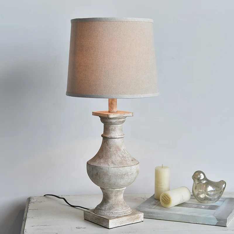 new American table lamp retro art wood lamp living room side lamp